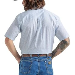 Wrangler Men's George Strait Blue Print Button Down Shirt 5 Wrangler Men's George Strait Blue Print Button Down Shirt -The Cowboy Shirt Sales Store 112324872 03