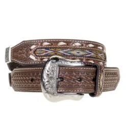Men's Nocona Western Belt With Conchos And Inlay