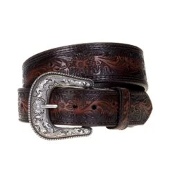 Gem Dandy Accessories Men's Floral Tooled Tapered Belt