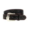 Western Fashion Men's Tooled Black Belt With Red Stitch