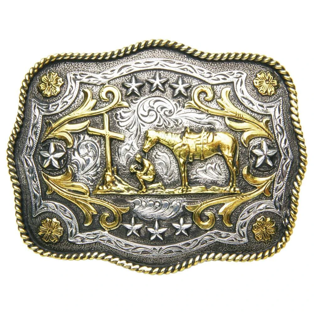 And West Scalloped Praying Cowboy Buckle 1 And West Scalloped Praying Cowboy Buckle
