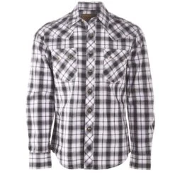 Wrangler Men's Retro White And Black Plaid Modern Western Shirt