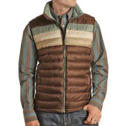 Rock N Roll Cowboy Men's Brown Poly Fill Puffer Vest
