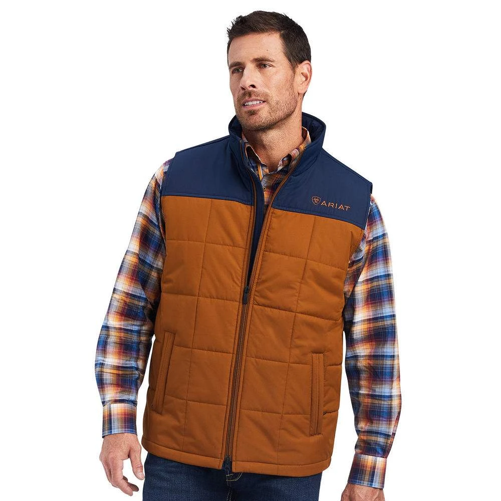 Ariat Men's Cruis Insulated Chesnut And Navy Vest 1 Ariat Men's Cruis Insulated Chesnut And Navy Vest