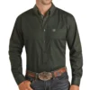 Panhandle Men's Select Solid Stretch Poplin Long Sleeve Button Down