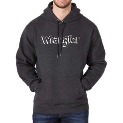 Wrangler Men's Charcoal Logo Hooded Sweatshirt