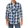 Wrangler Men's Retro Premium Blue Plaid Button Shirt