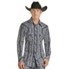 Rock N Roll Cowboy Grey Aztec Print Snap Shirt