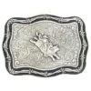 M&F Silver And Black Bull Rider Buckle