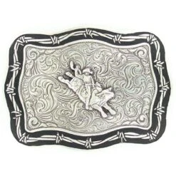 M&F Silver And Black Bull Rider Buckle