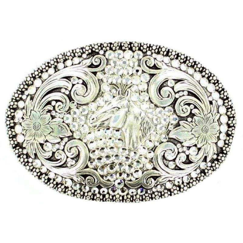 M&F Horse With Rhinestones Oval Buckle 1 M&F Horse With Rhinestones Oval Buckle