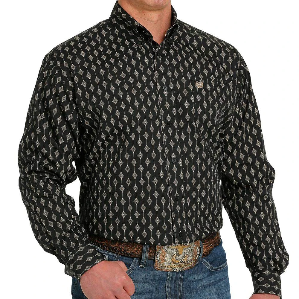 Cinch Men's Geometric Print Button-Down Shirt 1 Cinch Men's Geometric Print Button-Down Shirt