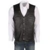 Wyoming Traders Mens Black Dovers Leather Concealed Leather Vest