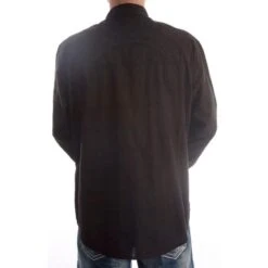 Rock N Roll Cowboy Men's Black Tonal Satin Plaid Snap Shirt -The Cowboy Shirt Sales Store B2S5106 back3