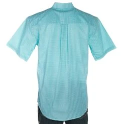 Wrangler Men's George Strait Turquoise Triangle Print Short Sleeve Buttondown -The Cowboy Shirt Sales Store MGSQ865 2