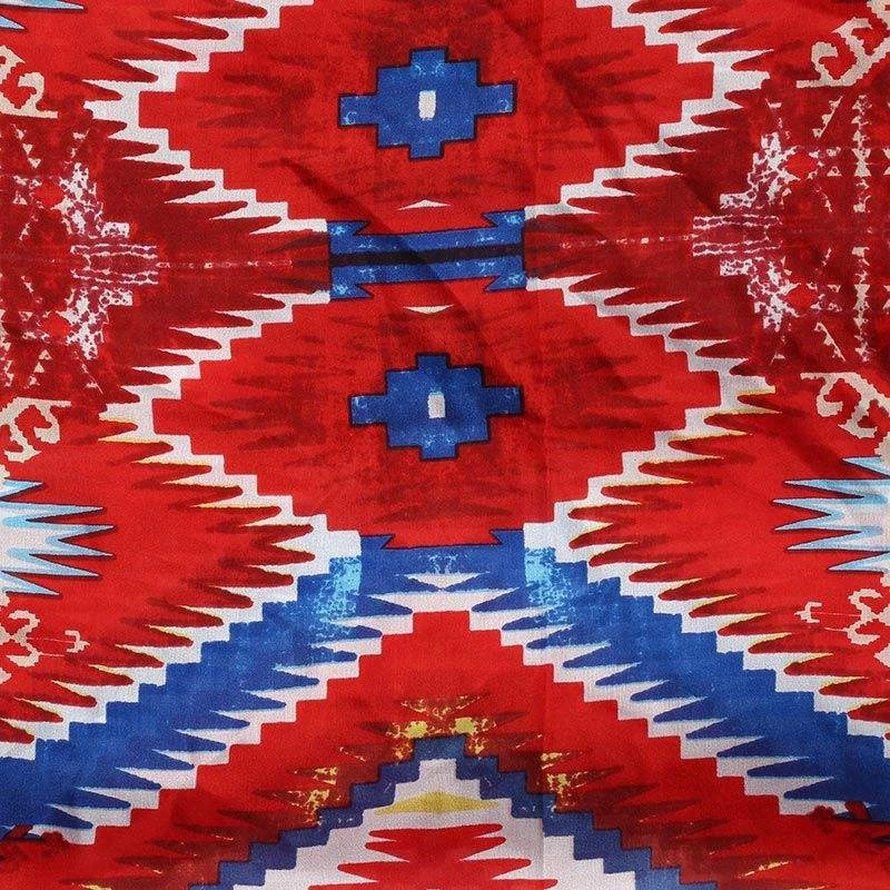Wyoming Traders Men's Aztec Red And Blue Wild Rag Scarf 2 Wyoming Traders Men's Aztec Red And Blue Wild Rag Scarf - Image 2